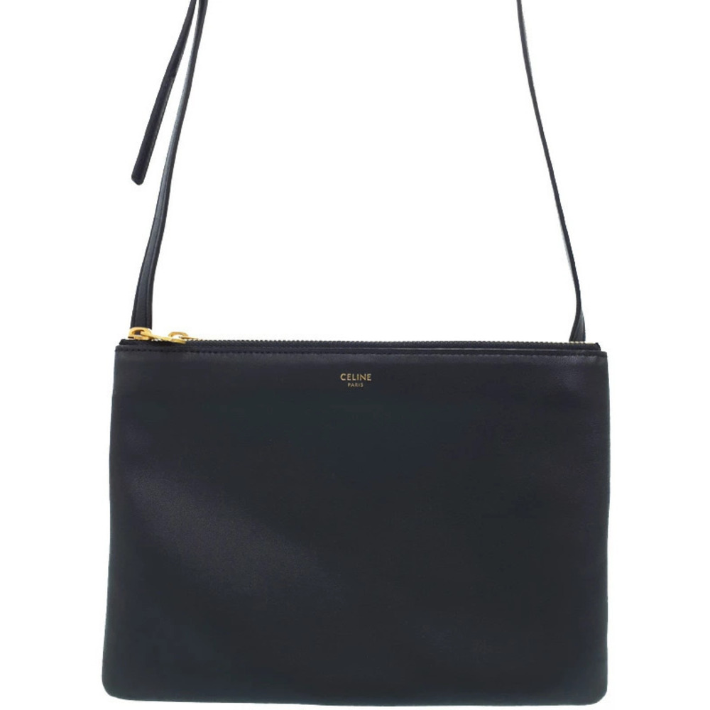 Celine Trio Leather Crossbody Bag Black